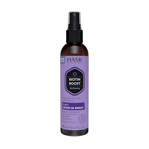 HASK Thickening BIOTIN 5-in-1 Leave In Conditioner Spray for all hair types color safe gluten free sulfate free paraben free - 6 Fl Oz