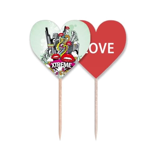 Drapeau Love Heart Cure-dents Graffiti pour Sublimer les Tables Plates - 2