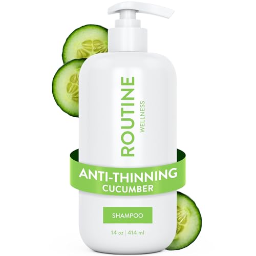Routine Wellness Anti-Thinning Shampoo for Thinning Hair - Biotin DHT Blocker Women & Men - Color Safe Shampoo for Hair Loss & Healthy Growth - 14oz (Cucumber)