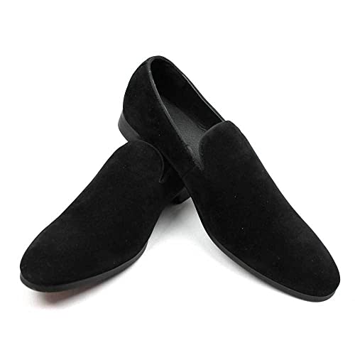 AZAR MAN New Men's Black Suede Slip on Loafers Modern Dress Shoes2