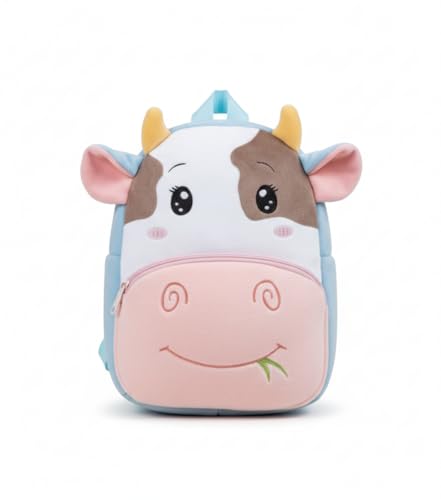 Cute Cow Kidsintim Kids Backpack | Soft Plush Cartoon School Bag for Toddlers & Nursery Kids | Lightweight Animal Backpack for Baby Boys & Girls, Play School, Daycare & Travel