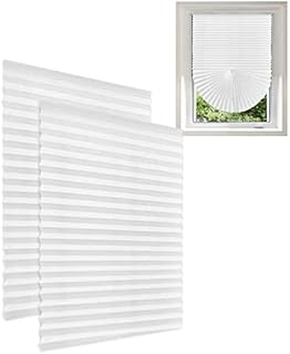 2 Pack Temporary Blinds Non-woven Self-adhesive No Drilling Stick On Cut to Size Clip On Blinds for Bedroom Kitchen Bathroom Windows Doors (White - 2 Pack, W60xH150cm/23.6x59")