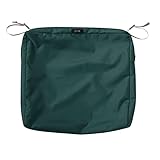 Classic Accessories Ravenna Water-Resistant 21 x 19 x 3 Inch Rectangle Outdoor Seat Cushion Slip Cover, Patio Furniture Chair Cushion Cover, Mallard Green, Patio Furniture Cushion Covers