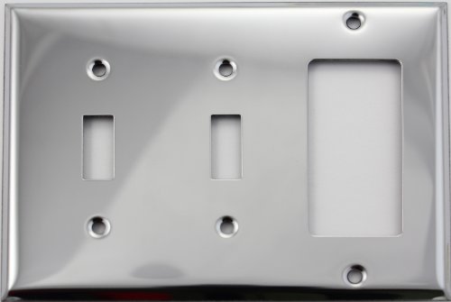 Polished Chrome 3 Gang Wall Plate - 2 Toggle Switches 1 GFI/Rocker Opening