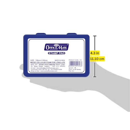 Image of Soni Officemate Medium Stamp Pad - Blue | Pack of 10| Crisp, Long-Lasting Impressions | Quick-Drying, Smudge-Free Ink | Durable & Refillable | Ideal for Office, Craft & DIY Projects