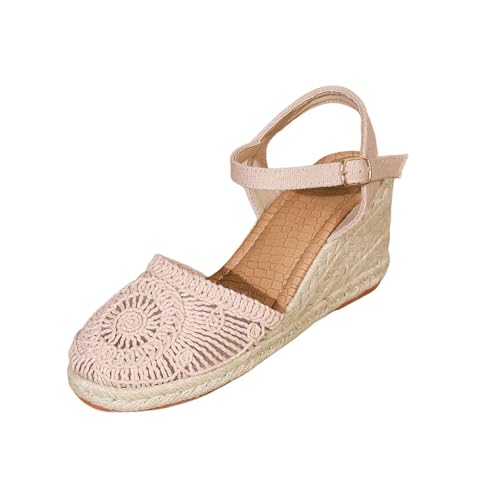Espadrilles compensées orthopédiques pour femme en rose taille 40
