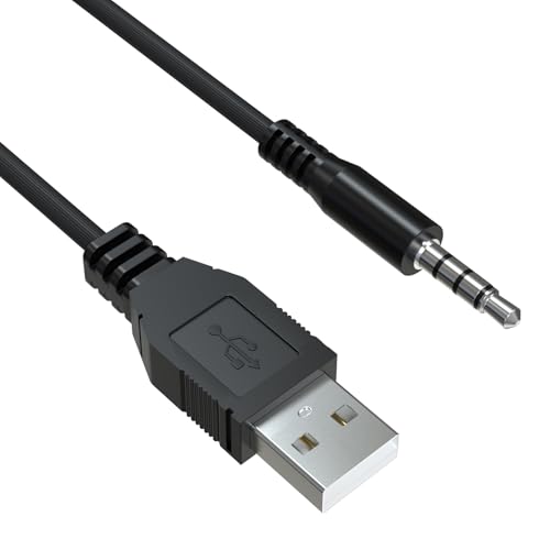 Cable de carga USB a 3,5 mm, cable de repuesto para auriculares Beats by Dre Studio, reproductor de MP3, iPod Shuffle, 3, 4, 5, 6, 7, altavoces, grabadora de voz (negro, 3.3 pies)