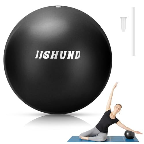 Image of jjshund Pilates Ball, 9,8 Inch Black Small Exercise Mini Yoga Soft Workout Ball for Home Gym Yoga, Pilates, Core Training, Workout, Balance, Stability