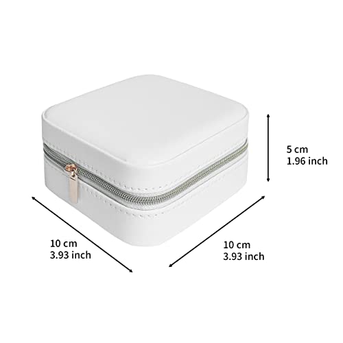 Image of Jewelry Case with Mirror, Small Travel Jewelry Organizer, Portable Mini Storage Box for Rings, Earrings, Necklaces, Gift for Mother Mom, Girl, Daughter, Sisters, Bridesmaids, Mother's Day Gift (White)