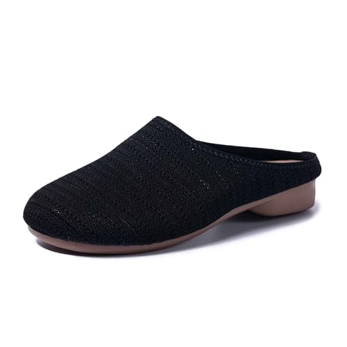 Women's Summer Casual Closed Toe Slippers Breathable Mesh Comfortable Flat Slides for Daily Wear with Jeans