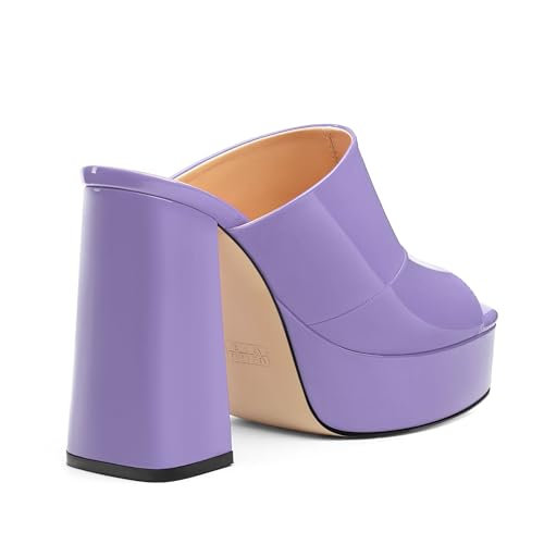 Image of Women Square Open Toe Platform Chunky Heel Slide Sandals