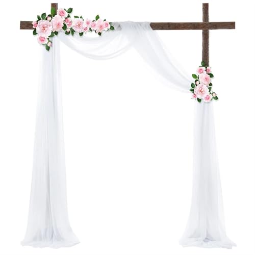 GIYXHU Tessuto per Drappeggio dell'Arco Nuziale 1PC Archi di Nozze Tende in Tessuto Chiffon Matrimonio Stage Sfondo Tetto Decorazione del soffitto da(White)