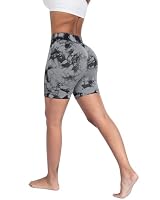 ATHVOTAR Workout Gym Shorts Women, High Waisted Seamless Butt Lifting Scrunch Butt Sports Shorts Tie-Dye Gray XL — image 5