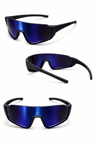 Image of ALNA-TURA Sport Sunglasses for Men & Women UV400 Protection | Cycling Running Driving Goggles | Wraparound Shield Design | Anti-Glare Mirrored Lens | Lightweight Outdoor Sports Eyewear