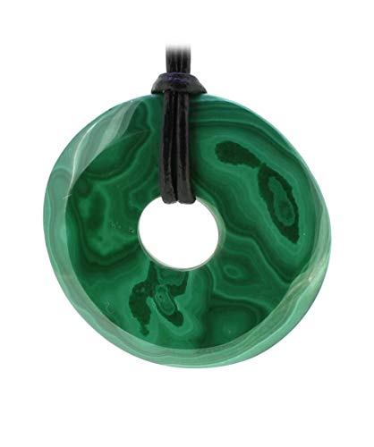 Preisvergleich Produktbild Budawi® Malachit Donut Anhänger Kettenanhänger 35 mm mit Lederband