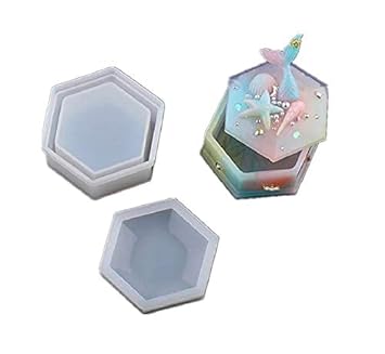 Hexagon Storage Box with Lid Mould/Mold | Resin Silicone Casting Mould DIY Mould Epoxy Resin Molud Jewellery Mould - 1 PC
