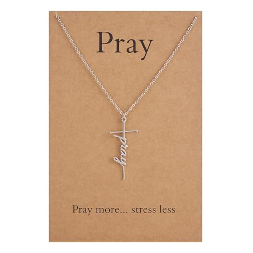Pray Cross Necklace for Women, Christmas Mothers Birthday Gifts for Women
