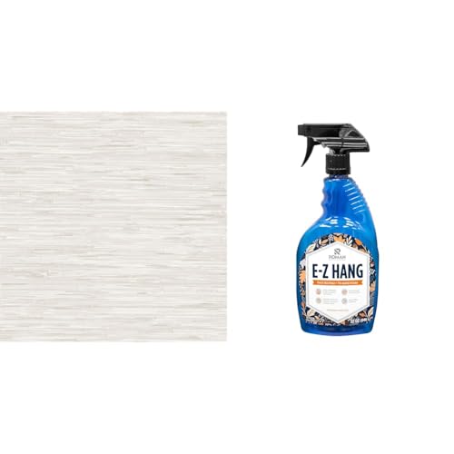 NuWallpaper NUS2875 Cream Grassweave Peel & Stick Wallpaper, Neutral & Roman Products 11015 E-Z Hang Peel & Stick Wallpaper Helper + Pre-Pasted Activator, Clear