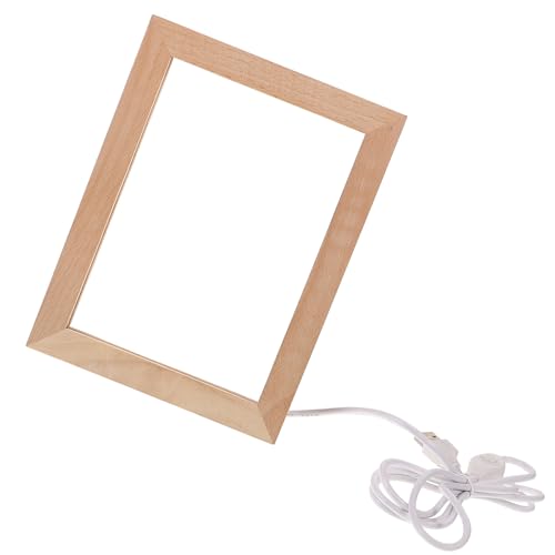 GALPADA Marco de Fotos de Madera LED USB con Luz Cálida y Blanca Lámpara de Mesa Creativa para Escritorio Decoración de Dormitorio con Tres Modos de Iluminación Adorno Práctico y Portátil