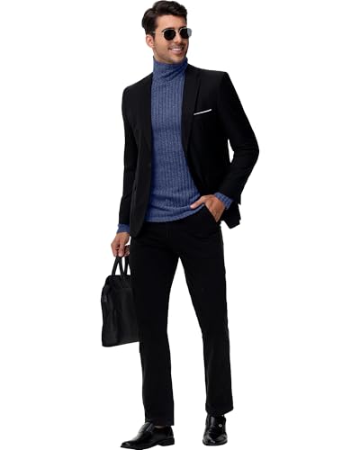 Riyiper 2 Pack Men's Ribbed Turtleneck Sweaters, Long Sleeve Pullover Tops Slim Fit Thermal Sweaters Base Layer Basic Jumper4