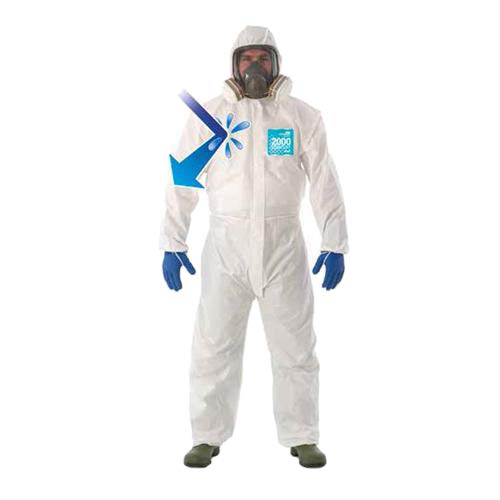 Ansell Healthcare WH20-B-92-129-04 MICROCHEM by AlphaTec Series 2000 Comfort Coverall with 3 Piece Hood, Breathable SMS Back Panel, Large, White (Pack of 25)