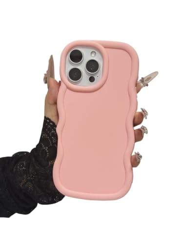 Coque ondulée iPhone 15 Pro rose antichoc souple au toucher soie effet bouclé