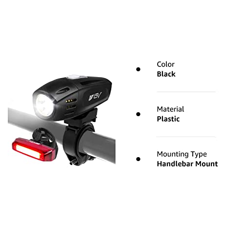 Bv Super Bright Bike Light Set Usb Rechargeable - Headlight & Taillight, Waterproof Ip44 Bicycle Light, 3 Light Modes Including Flash Mode For Safety, Easy To Install And Fits All Bicycles #TOP6