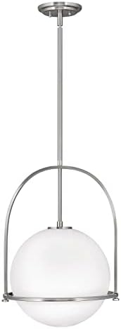 Hinkley Somerset 3405BN Large Hanging Pendant Light, Etched Opal Glass Globe, for Even or Sloped Ceilings, Customize Installation Height, Brushed Nickel