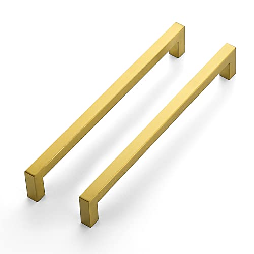 Ravinte Brushed Brass Square Cabinet Handles & Pulls,8-4/5 Inch,18 Pack