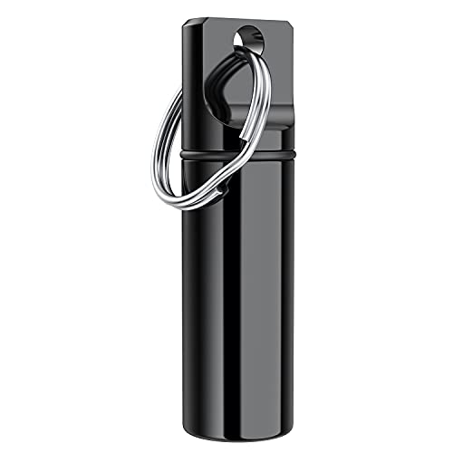 Small Pocket Pill Box Keychain, Aluminium Alloy Portable Mini Pill Organizer Case Container for Purse, Waterproof Metal Pill Hol