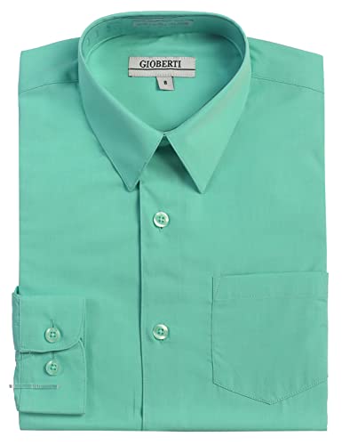 Gioberti Boys Long Sleeve Solid Dress Shirt, Mint B, 7