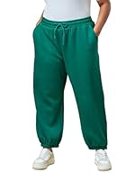Bewakoof Heavy Duty 1.0 Women's Solid Super Loose Fit Cotton Blend Plus Size Joggers_605602_Green_5XL