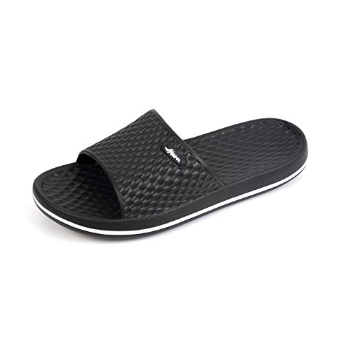 Funkymonkey Womens Bathroom Shower Slippers Indoor Home Beach Non Slip Sandal (10 M Us, Black/Fmb) #TOP6