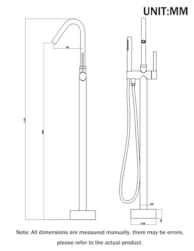 Robinet de baignoire sur pied autoportant stable avec eau par le fond - 8