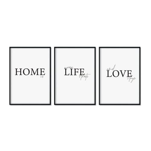 Pinearts Premium Poster Set - Home is where Life starts and Love stays Cover