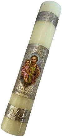 miSantuario Cirio Pascual Repujado 1 Kilo [14] San Jose con Niño Jesus, Paschal Candle Embossed St Joseph and Baby Jesus, New