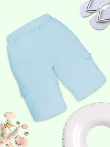 Image of KiddoPanti Boys Knit Solid Cargo Shorts | 100% Cotton | Comfortable Rib Waistband | 2 Front Pockets & 2 Cargo Pockets | Sport Bermuda Half Pant for Boys