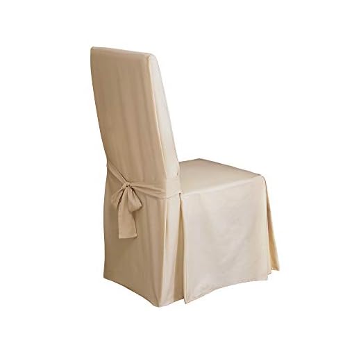 SureFit Duck Cotton Solid Dining Chair Slipcover - Full Length Relaxed Fit High Back Chair Cover / Perfect For Adding Accents To Your Dining Room, 18.5 x 18.5 x 42 Inches