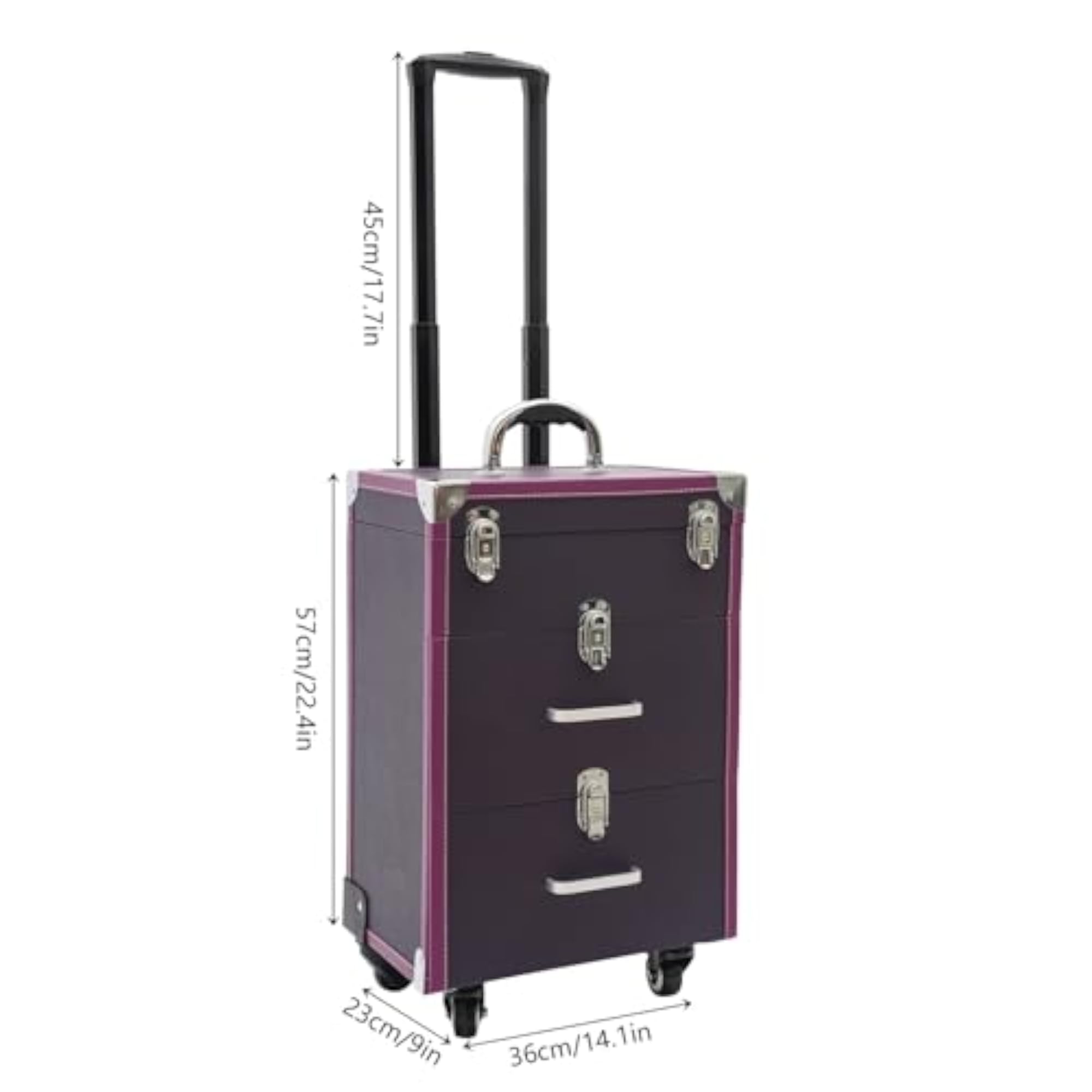 3-Tier Makeup Train Case, Nail Polish Organizer Trolley