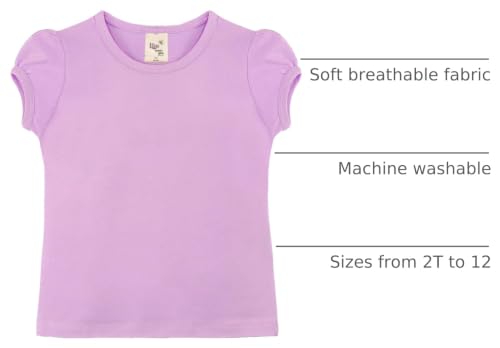 Image of Lilax Girls Short Puff Sleeve Cotton T-Shirt, Toddler & Little Girls Top | 95% Cotton Puff Sleeve Tee; Crewneck, Short Sleeve; Toddler & Girls Sizes 2T-12; for School, Play & Everyday; Machine Wash