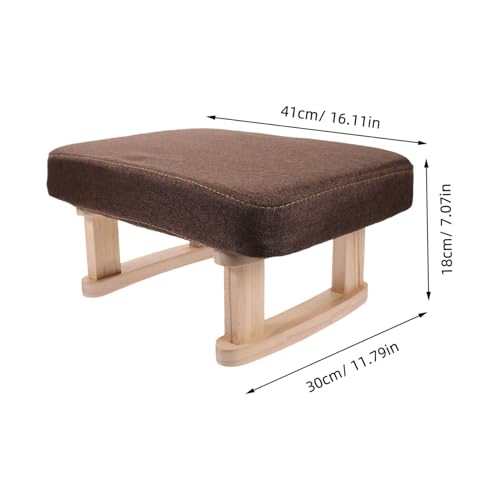 Banco reposapiés rectangular de madera PRETYZOOM con asiento acolchado de tela 4