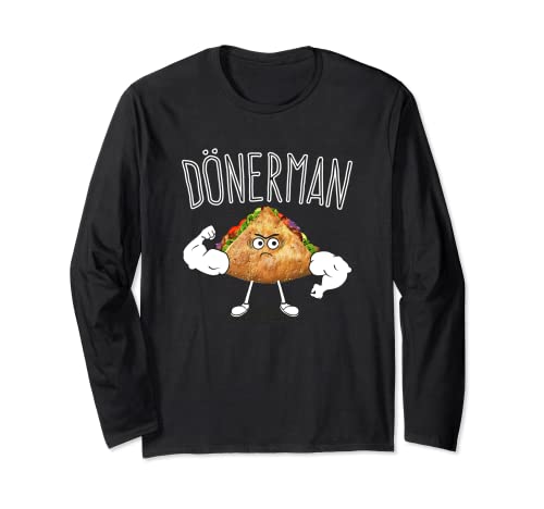 Dönerman lustiger Döner Kebab mit Muskeln Superheld Fitness Langarmshirt