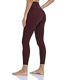 HeyNuts Essential 7/8 Leggings High Waisted Yoga Pants for Women, Soft Workout Pants Compression Leggings with Inner Pockets Cassis_25'' XL(14)