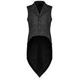 Punk Rave Gilet long style rétro - Noir - X-Large