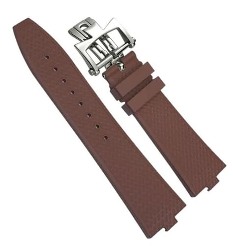 Bracelet montre caoutchouc fluoré pour Vacheron Constantin Overseas marron style convexe