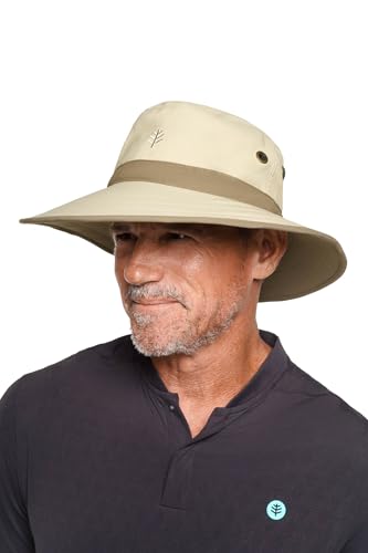Wide Brim Golf Hat - UPF 50+ Sun Protection - Matchplay in Tan/Khaki