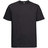 Schlauchwarenausführung Russell Adults´ Classic Heavyweight T-Shirt Herren schwere Qualität R-215M-0, Größe:L, Farbe:Black