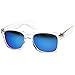 zeroUV ZV-8025h Retro Matte Black Horned Rim Flash Colored Lens Sunglasses, Clear, 58mm