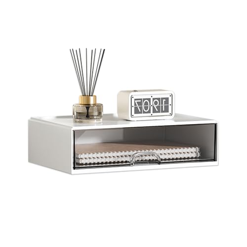 【ikbia】卓上引き出し収納ボックス 1段｜透明引き出し付き・小物収納ケース｜自由に組み合わせ可能・多段積み重ね対応｜コンパクト設計でデスク収納・文房具・アクセサリー・化粧品整理に最適｜ホワイト・シンプルデザイン