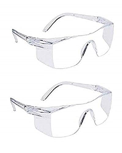 Pacificdeals Safety Transparent Clear Anti Fog Scratch Dust Eye Protection Reusable Goggle For Construction Purpose Medical Laboratory Labs Chemicals Wood Working Men Women Unisex- Set of 2